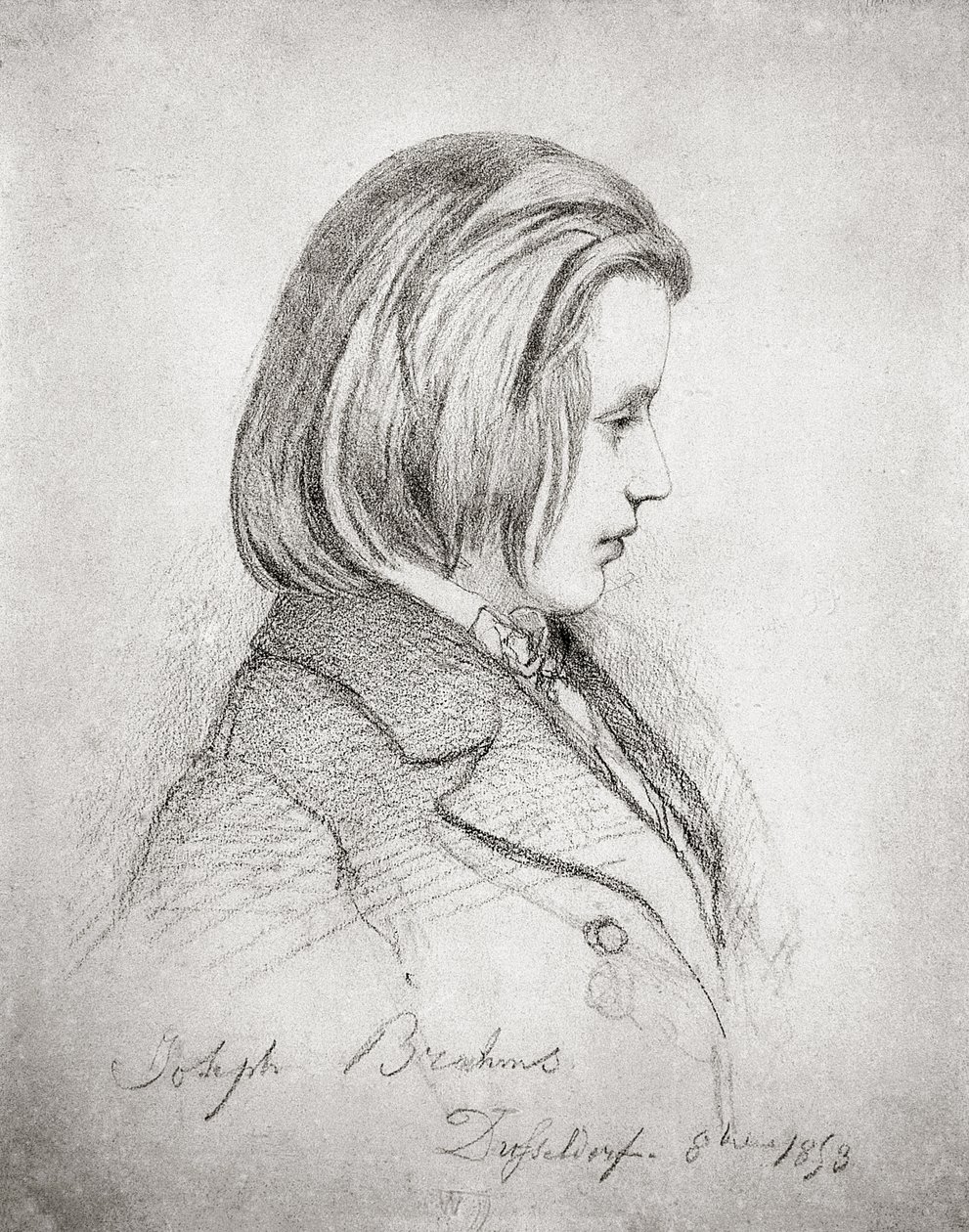 Portret van Johannes Brahms (1833-97) op twintigjarige leeftijd, 1853 door Jean Joseph Bonaventure Laurens