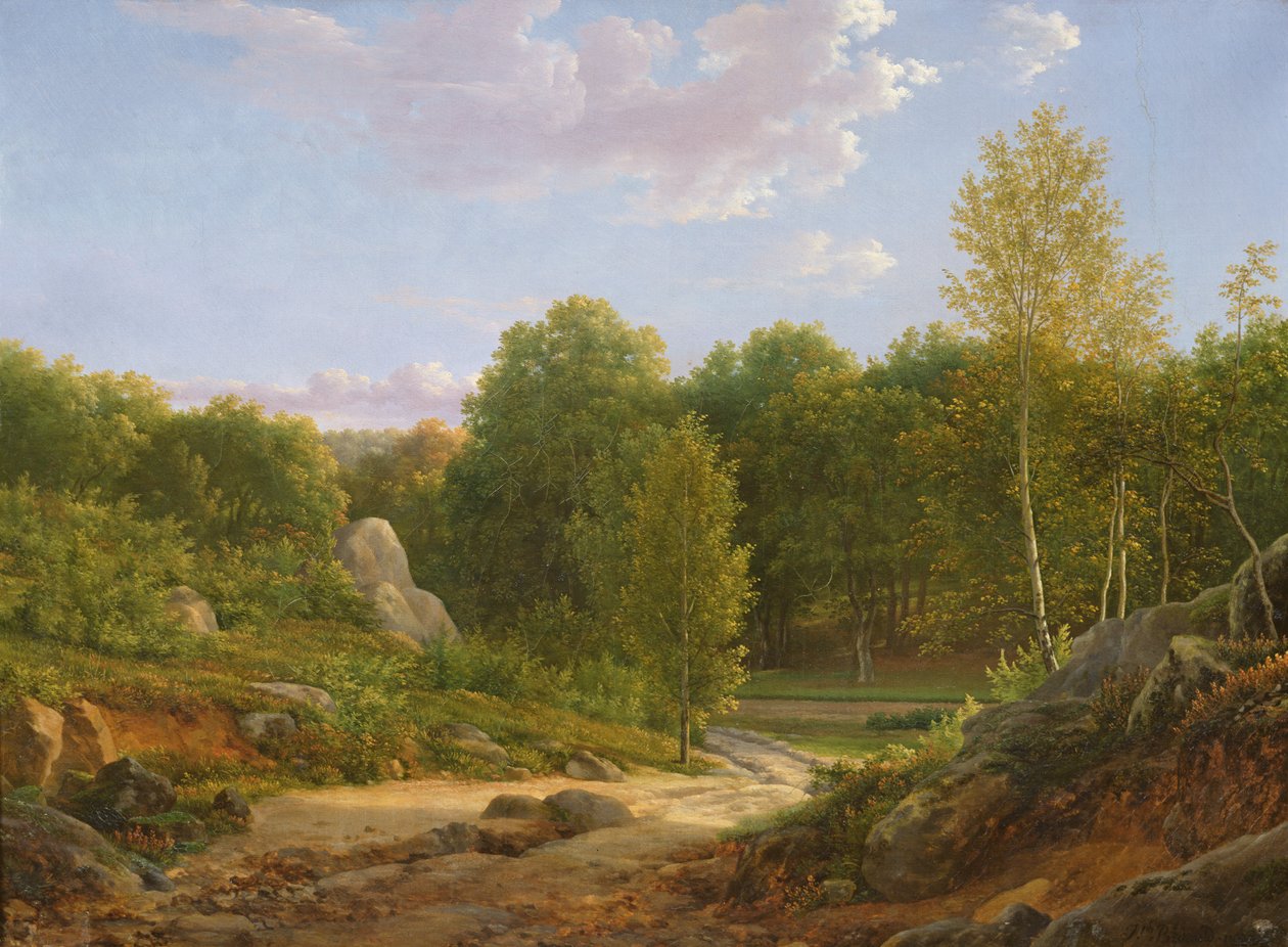 Uitzicht op het bos van Fontainebleau, 1829 door Jean Joseph Xavier Bidauld