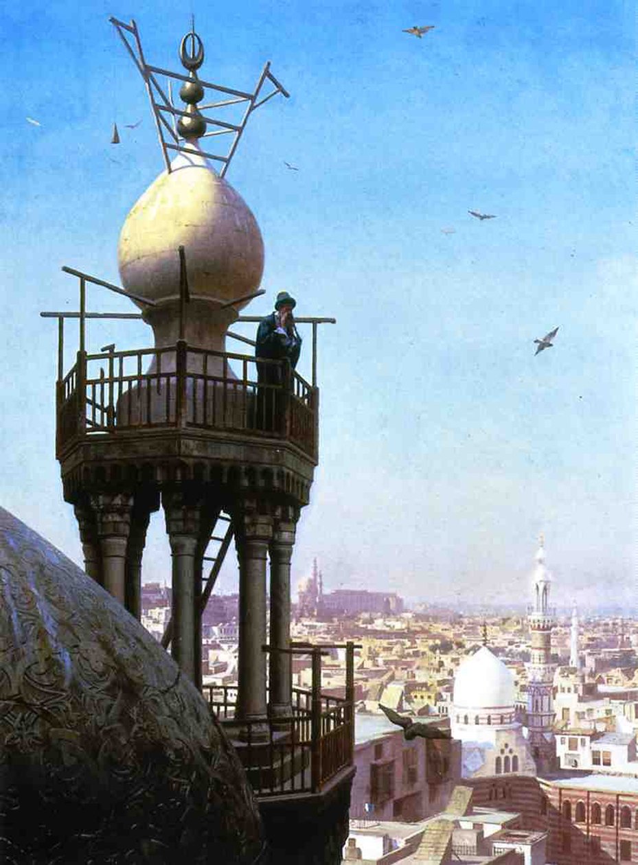 Muezzin roept, 1878 door Jean Leon Gerome