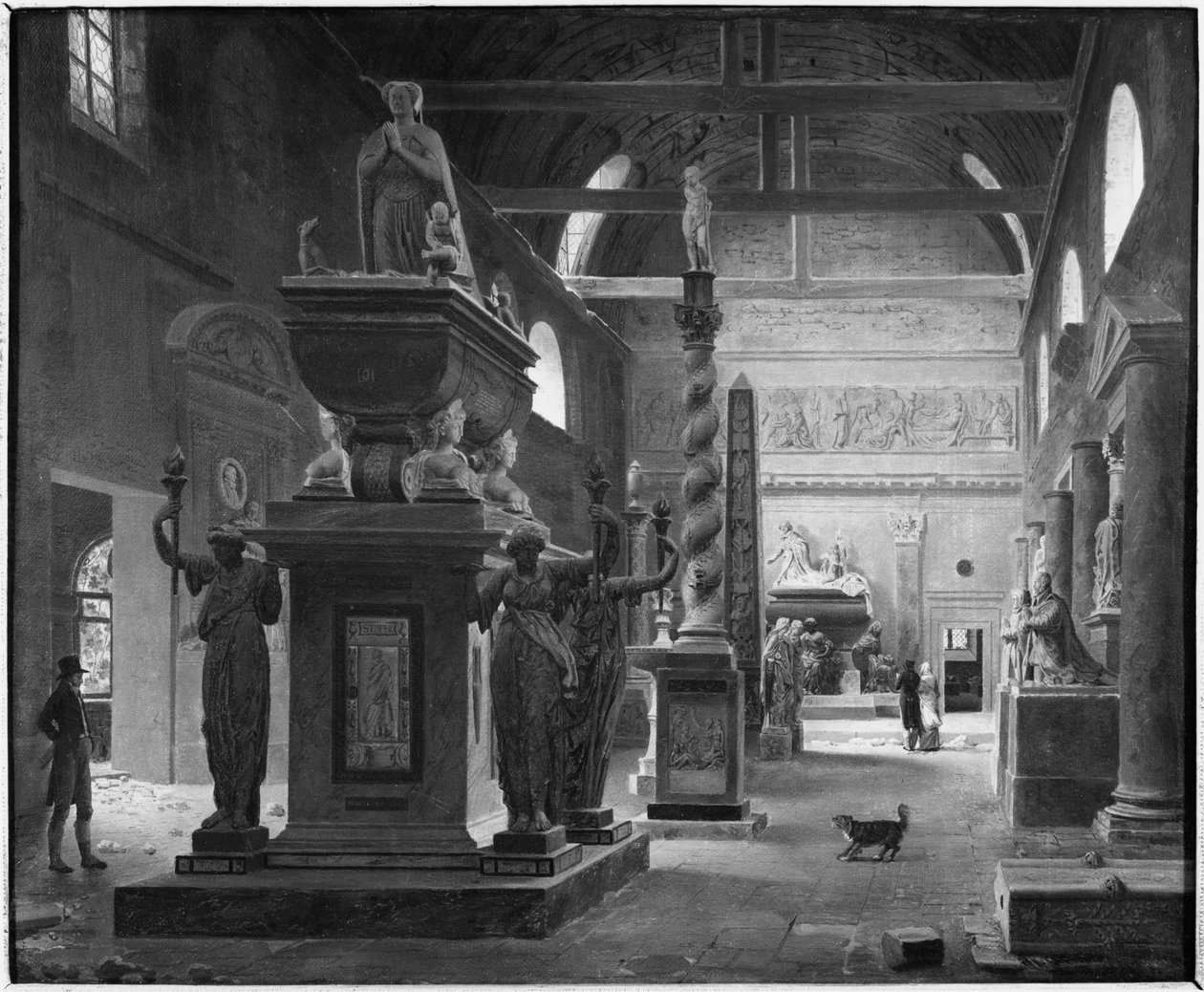 De grote zaal van het Musée des Monuments Français, c.1820 door Jean Lubin Vauzelle
