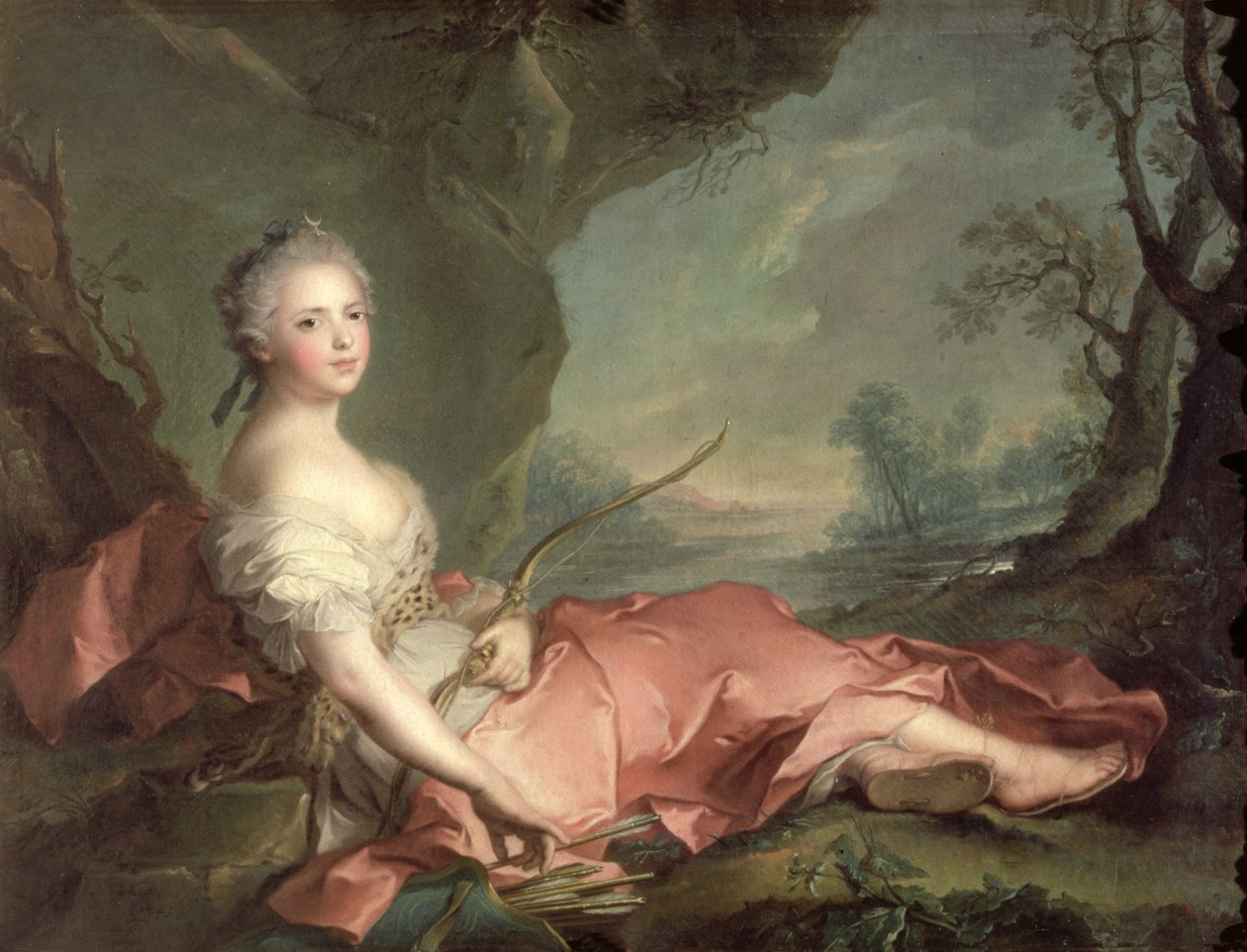 Portret van Maria Adelaide van Frankrijk, dochter van Lodewijk XV gekleed als Diana, 1745 door Jean Marc Nattier
