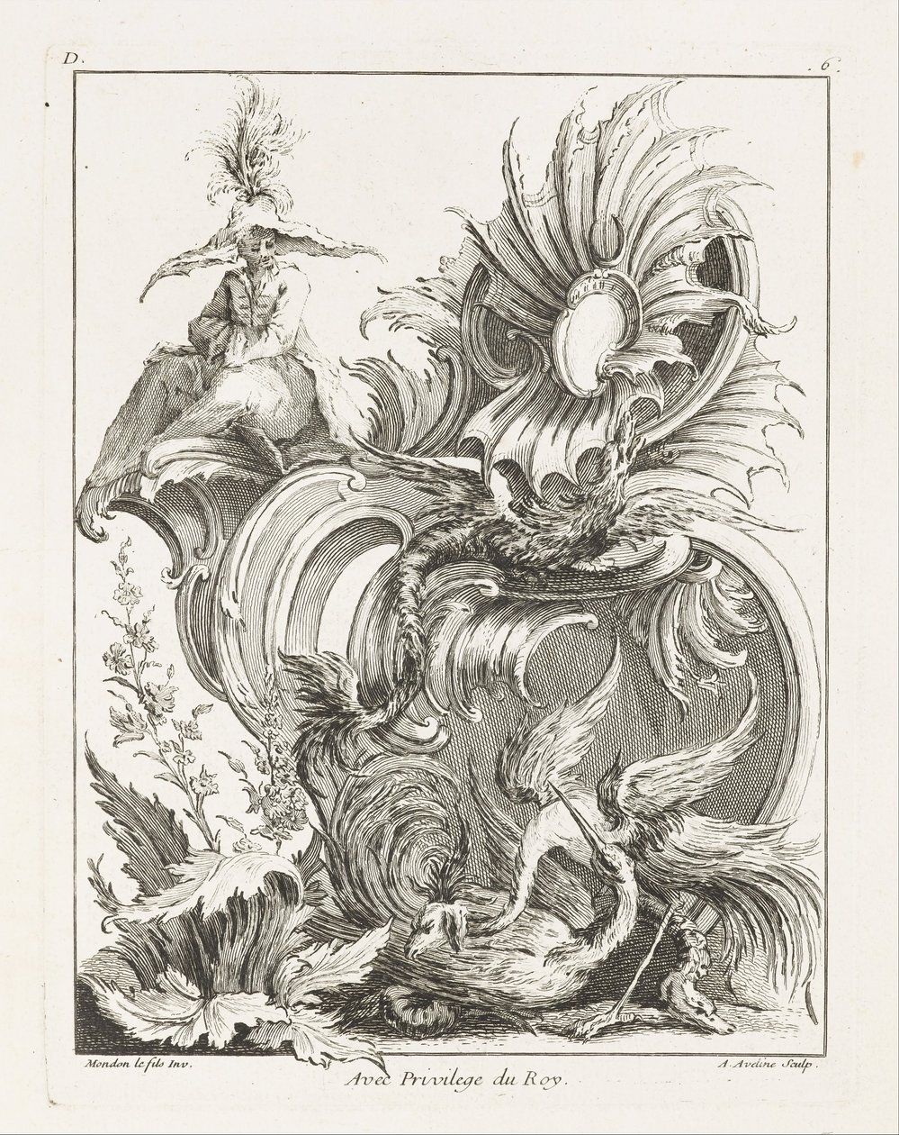 Rocaille Ontwerp met Chinese Figuur door Jean Mondon