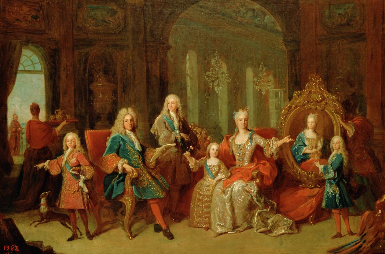 De Familie van Philip V (1683-1746) van Bourbon, c.1722 door Jean Ranc