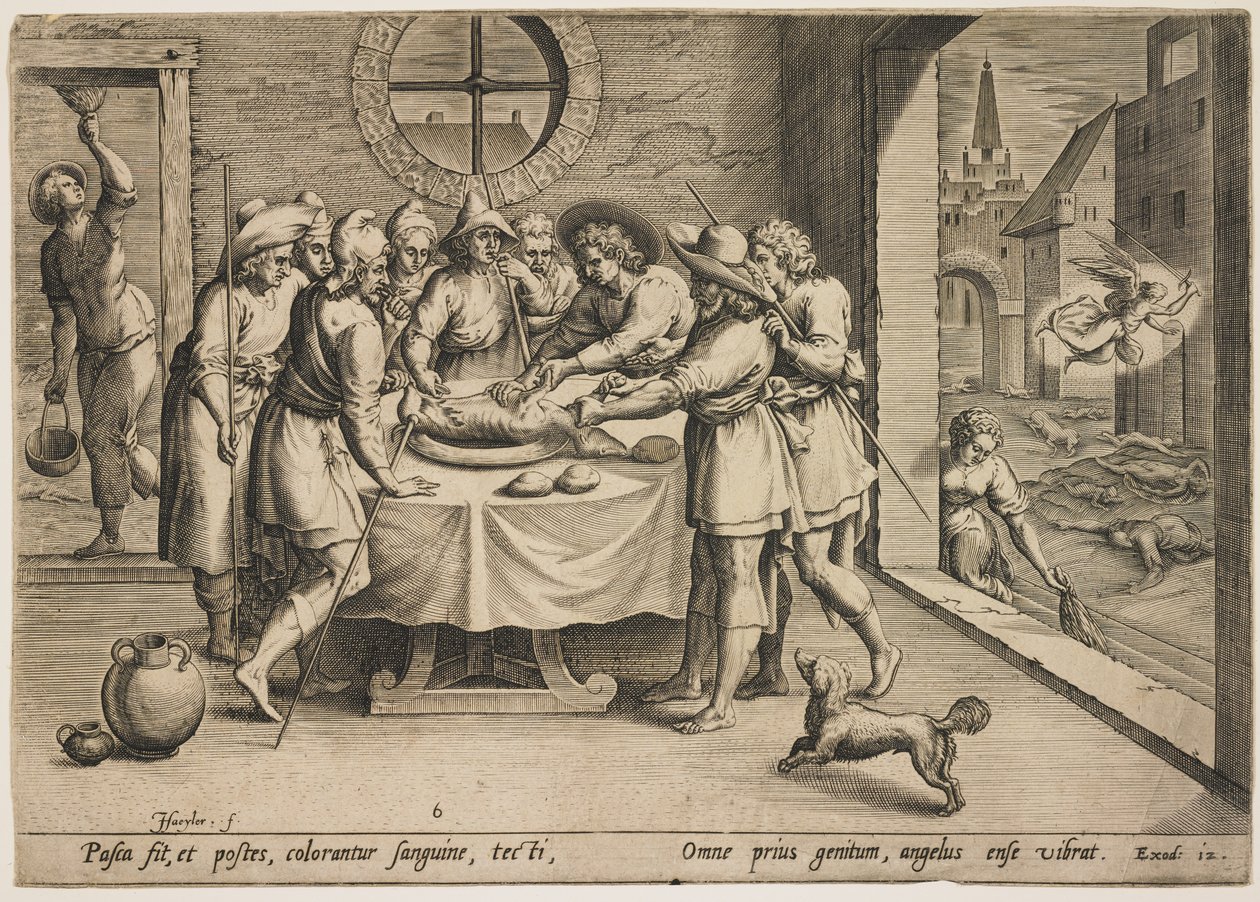 Pascha (Exodus 12) door Jean or Johann Sadeler
