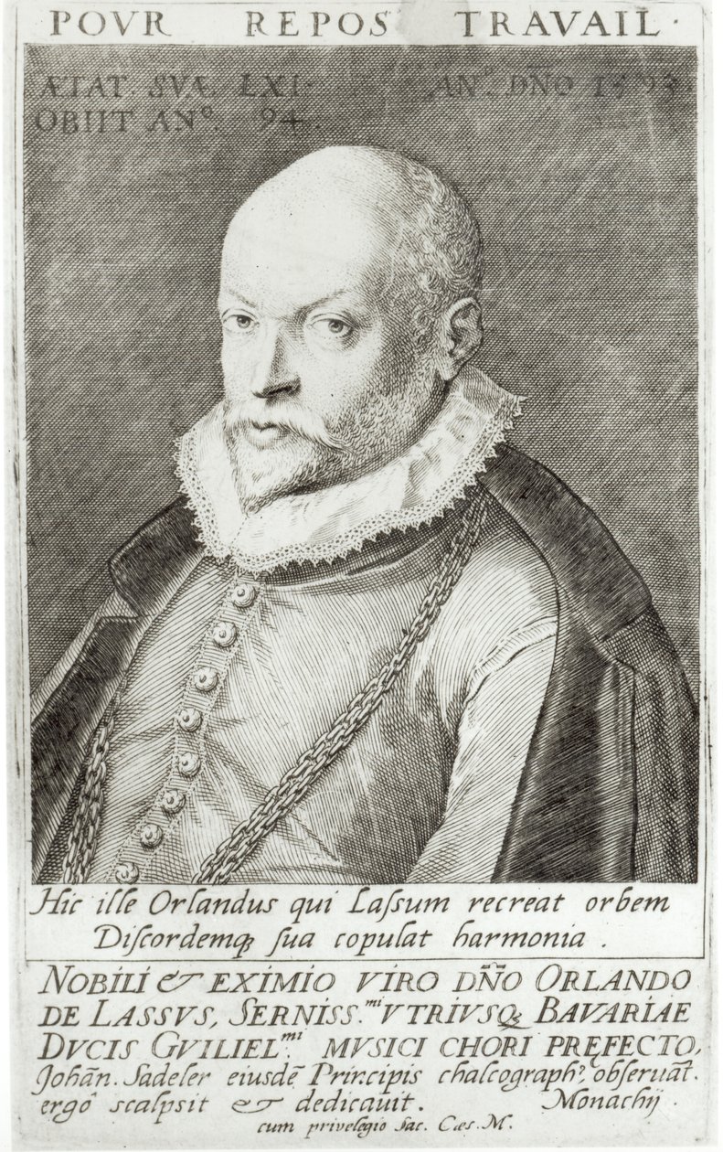 Portret van Roland de Lassus (1532-94) 1593-94 door Jean or Johann Sadeler