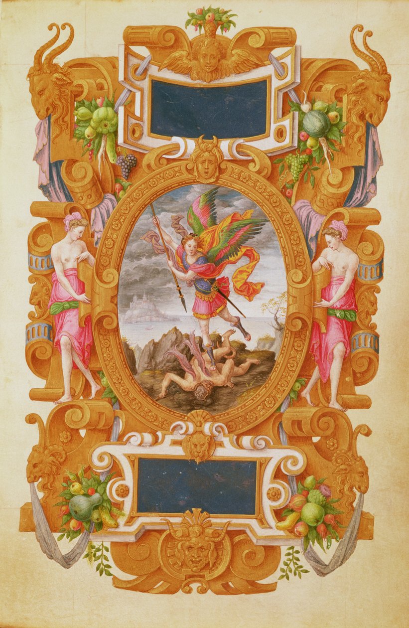 De aartsengel Sint-Michiel verslaat de draak door Jean the Elder Cousin