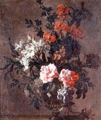 Stilleven, lelies en andere bloemen door Jean Baptiste Monnoyer