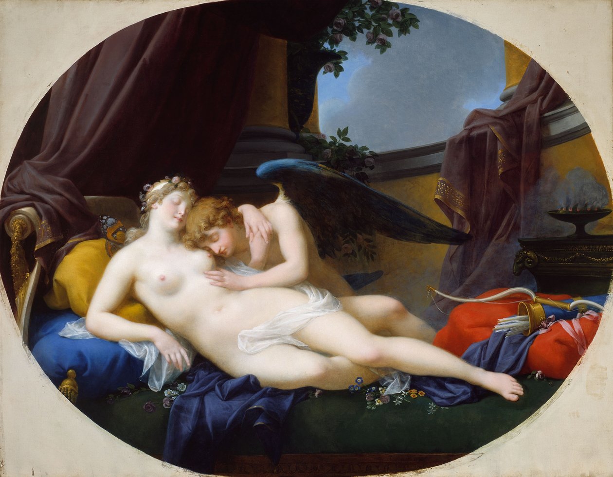 Cupido en Psyche door Jean Baptiste Regnault