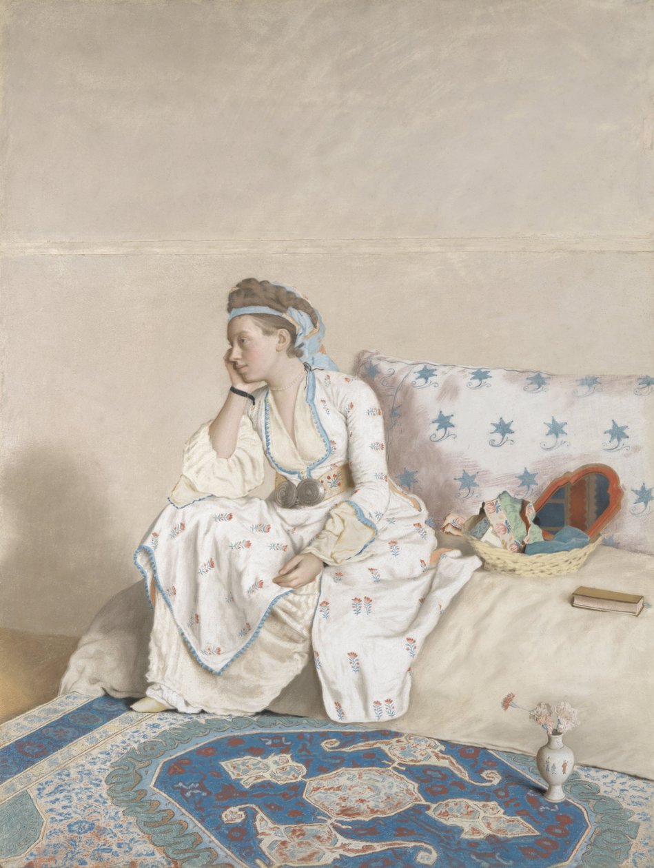 Portret van Marie Fargues, vrouw van de kunstenaar in Turkse kleding, 1756-58 door Jean Étienne Liotard