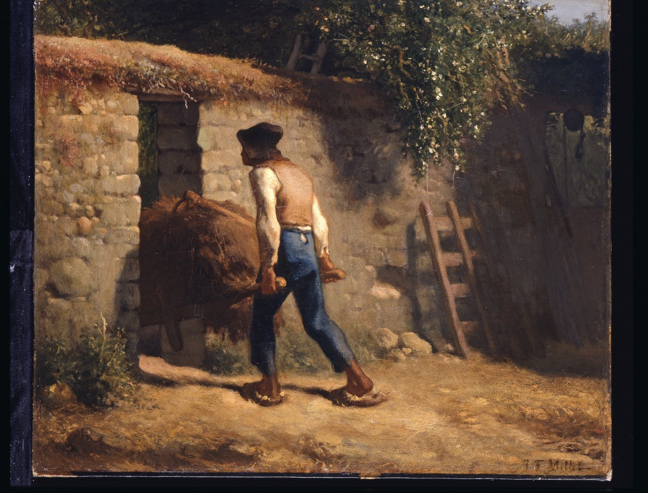 Boer met een kruiwagen door Jean Francois Millet