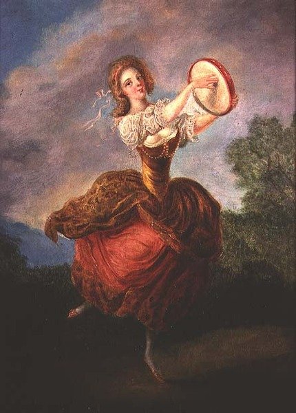 Danseres met een tamboerijn door Jean Frederic Schall