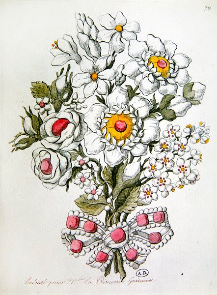 Boeket van edelstenen door Jean Henri Prosper (after) Pouget
