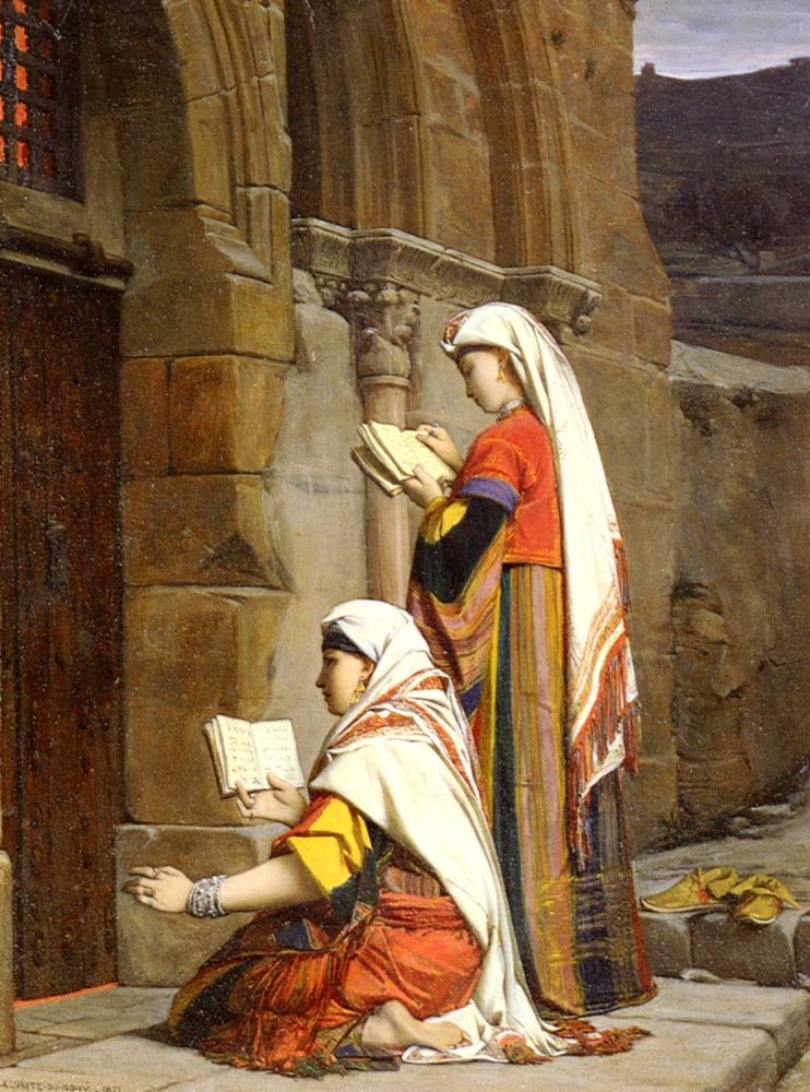 Christelijke vrouwen bij het graf van de Maagd, Jeruzalem door Jean Jules Antoine Lecomte du Nouy