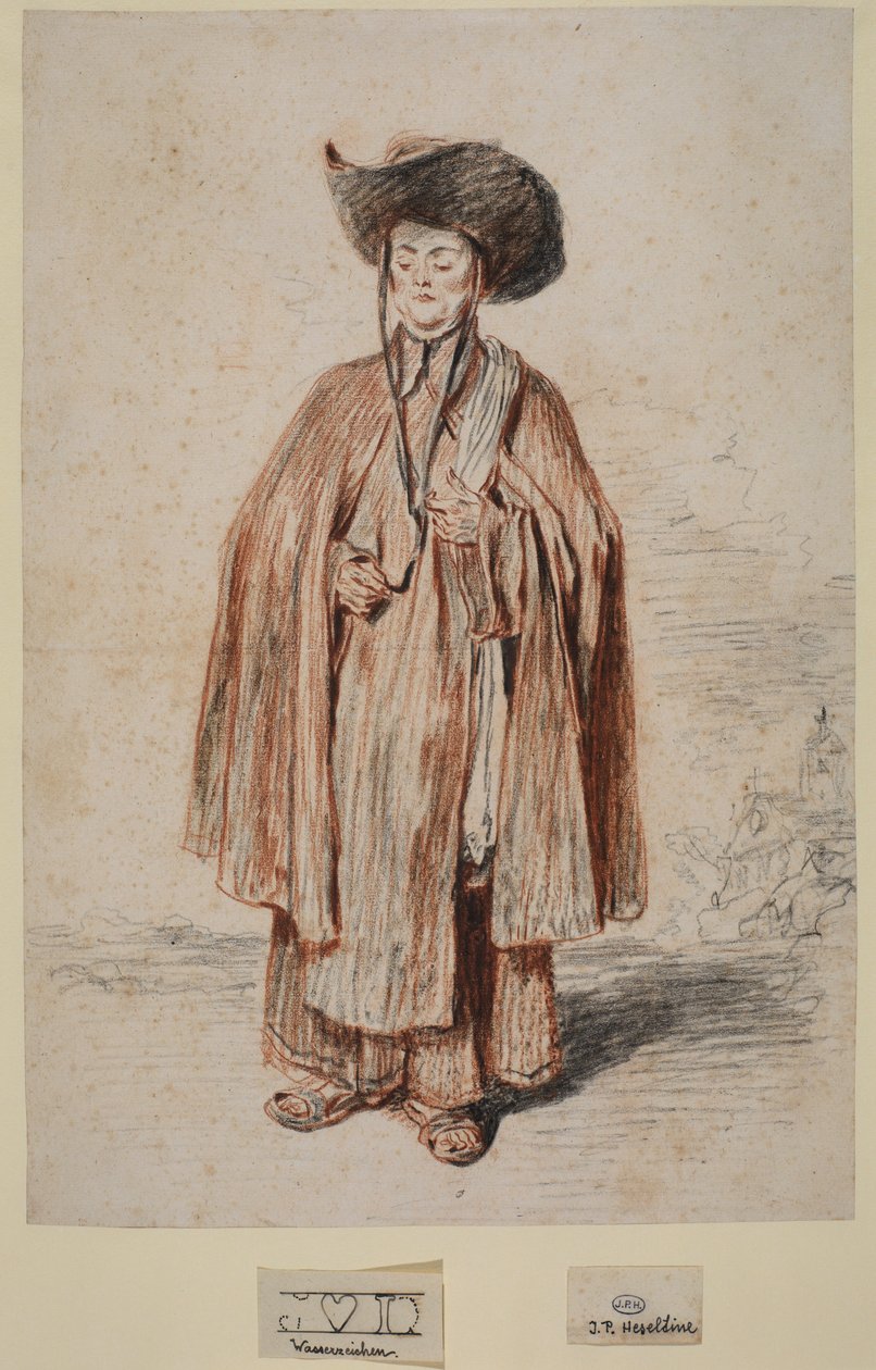 Monnik, staand door Jean Antoine Watteau
