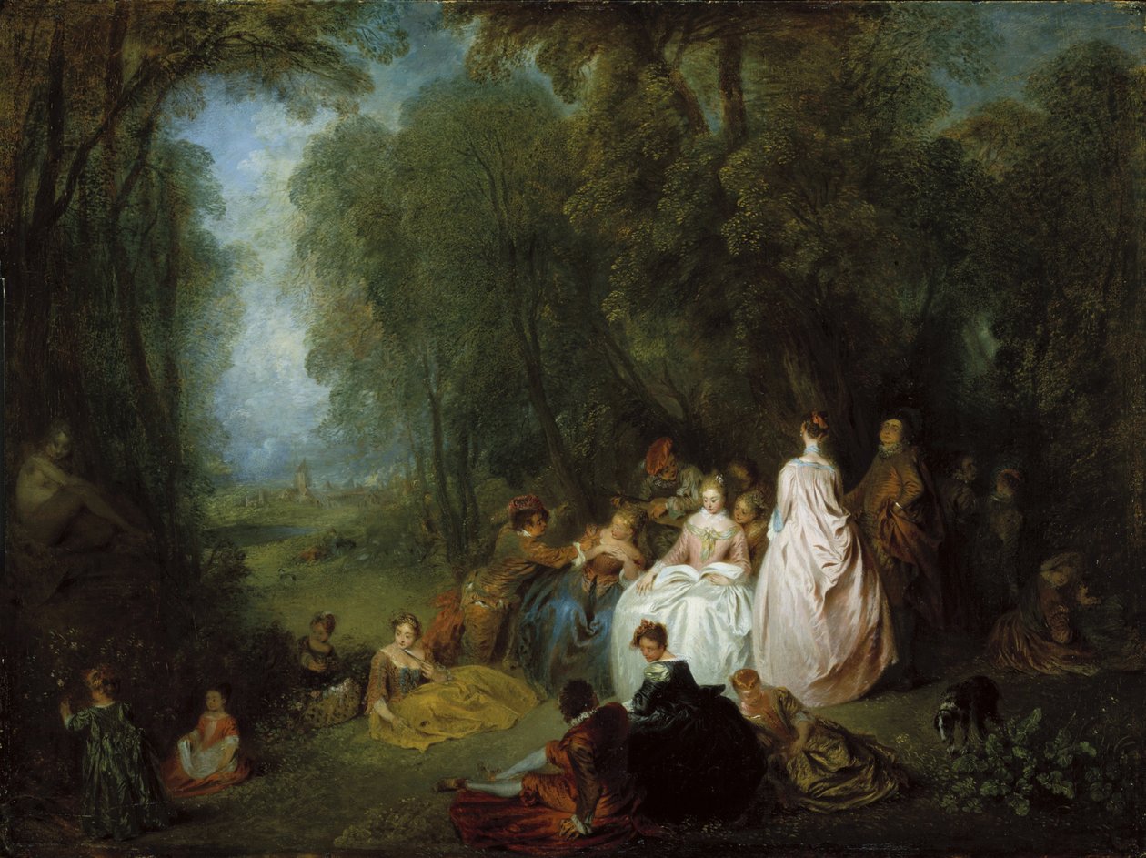 Fête champêtre door Jean Antoine Watteau