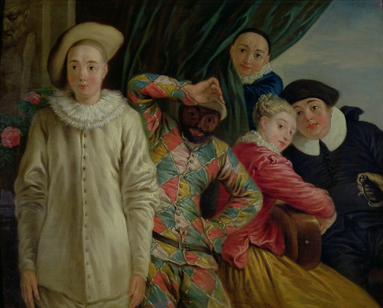 Harlekijn, Pierrot en Scapin door Jean Antoine Watteau