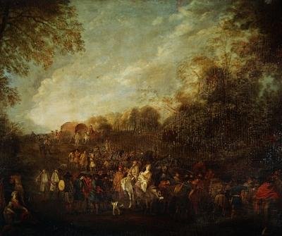 Marcherende Troepen door Jean Antoine Watteau