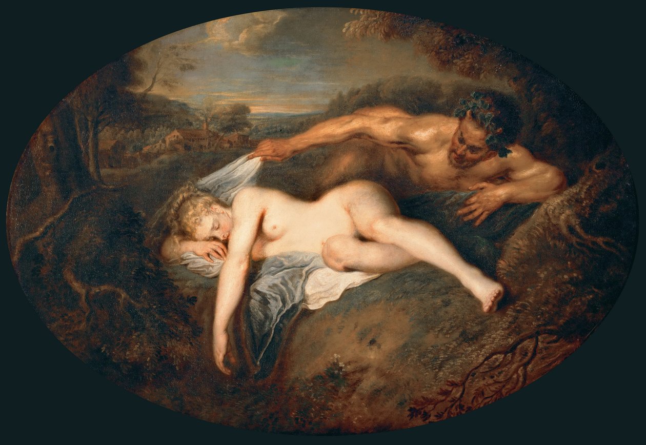 Nimf en sater Jupiter en Antiope door Jean Antoine Watteau