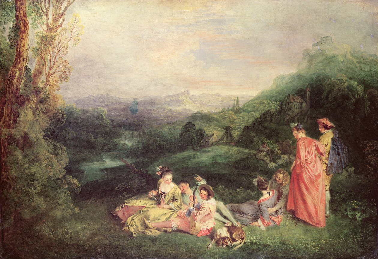 Vredige liefde, ca. 1718-19 door Jean Antoine Watteau