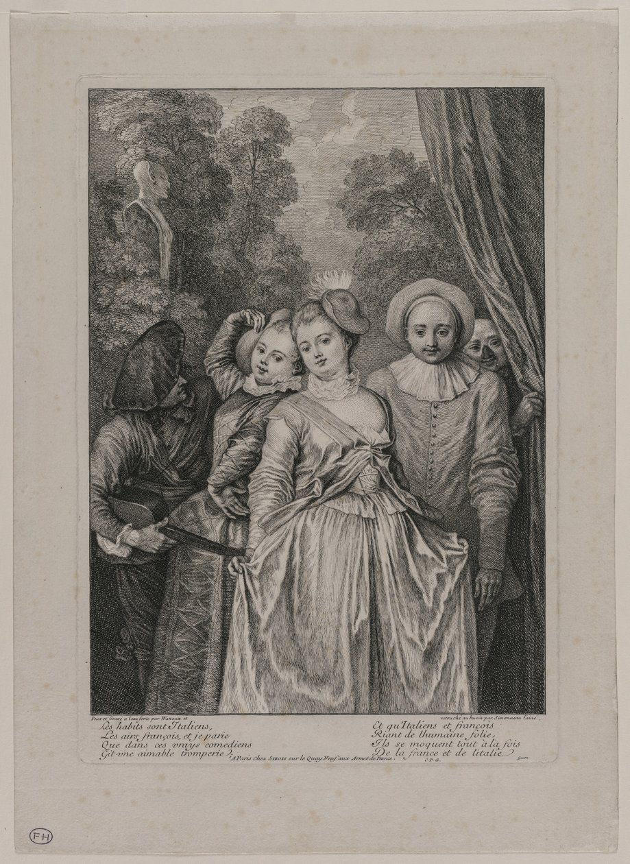 De kleren zijn Italiaans door Jean Antoine Watteau