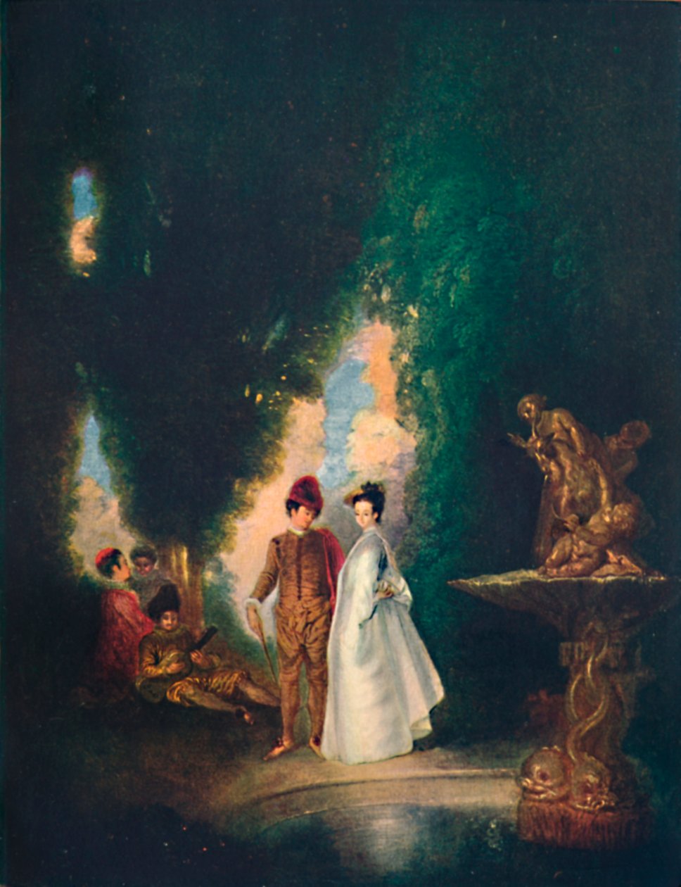 De fontein door Jean Antoine Watteau