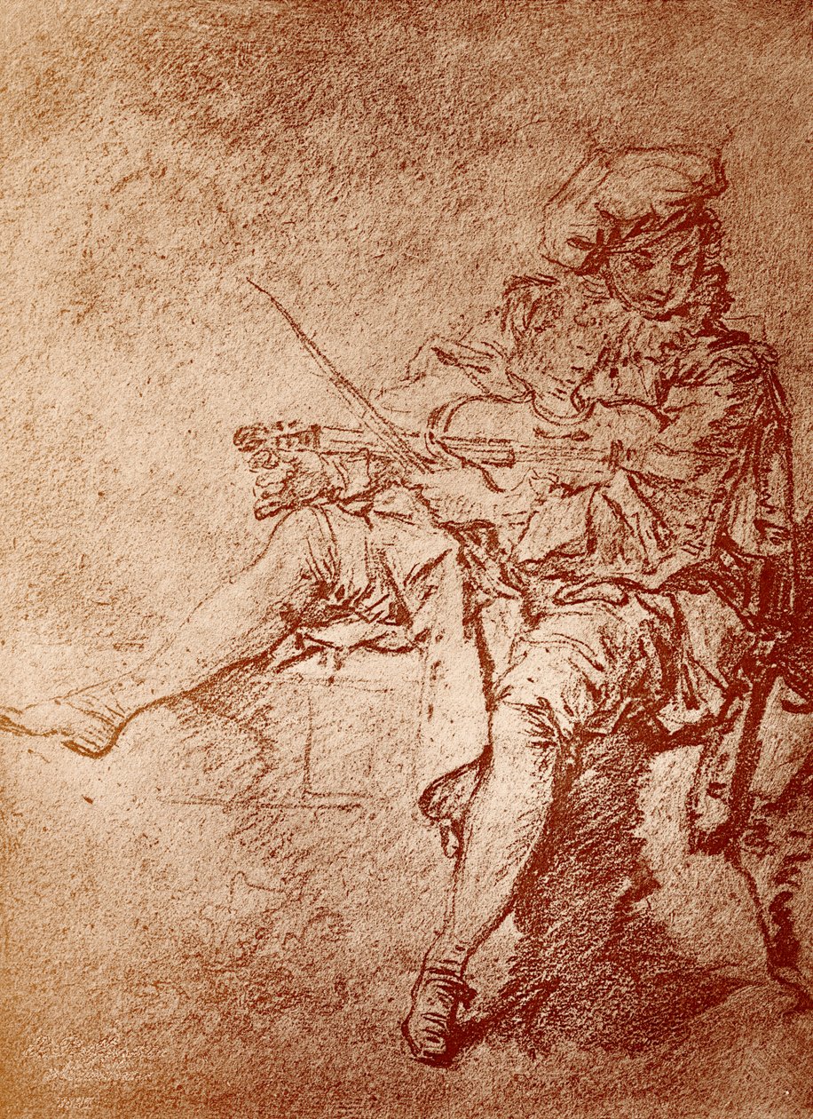 De violist door Jean Antoine Watteau