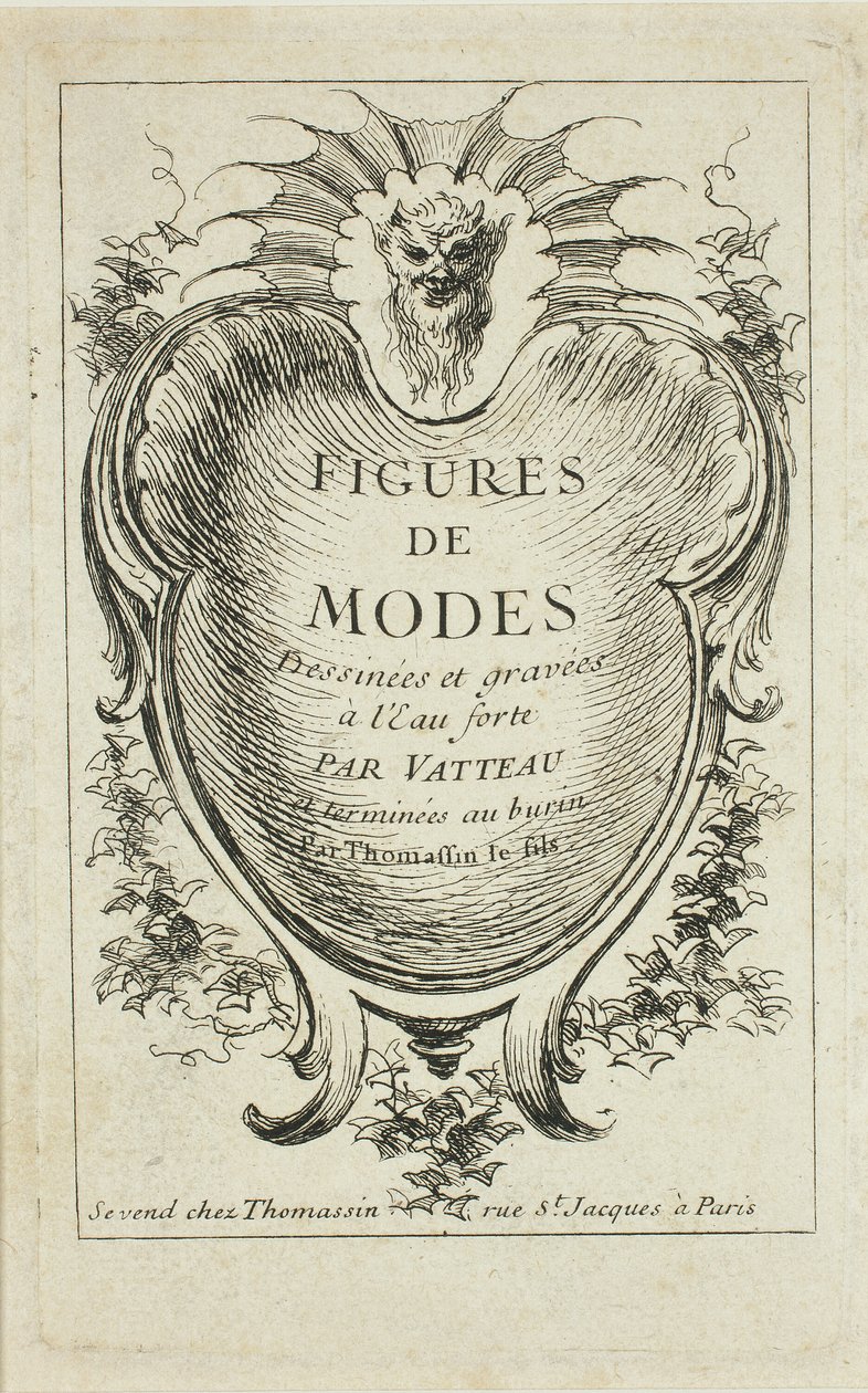 Titelpagina, van Figures de modes door Jean Antoine Watteau