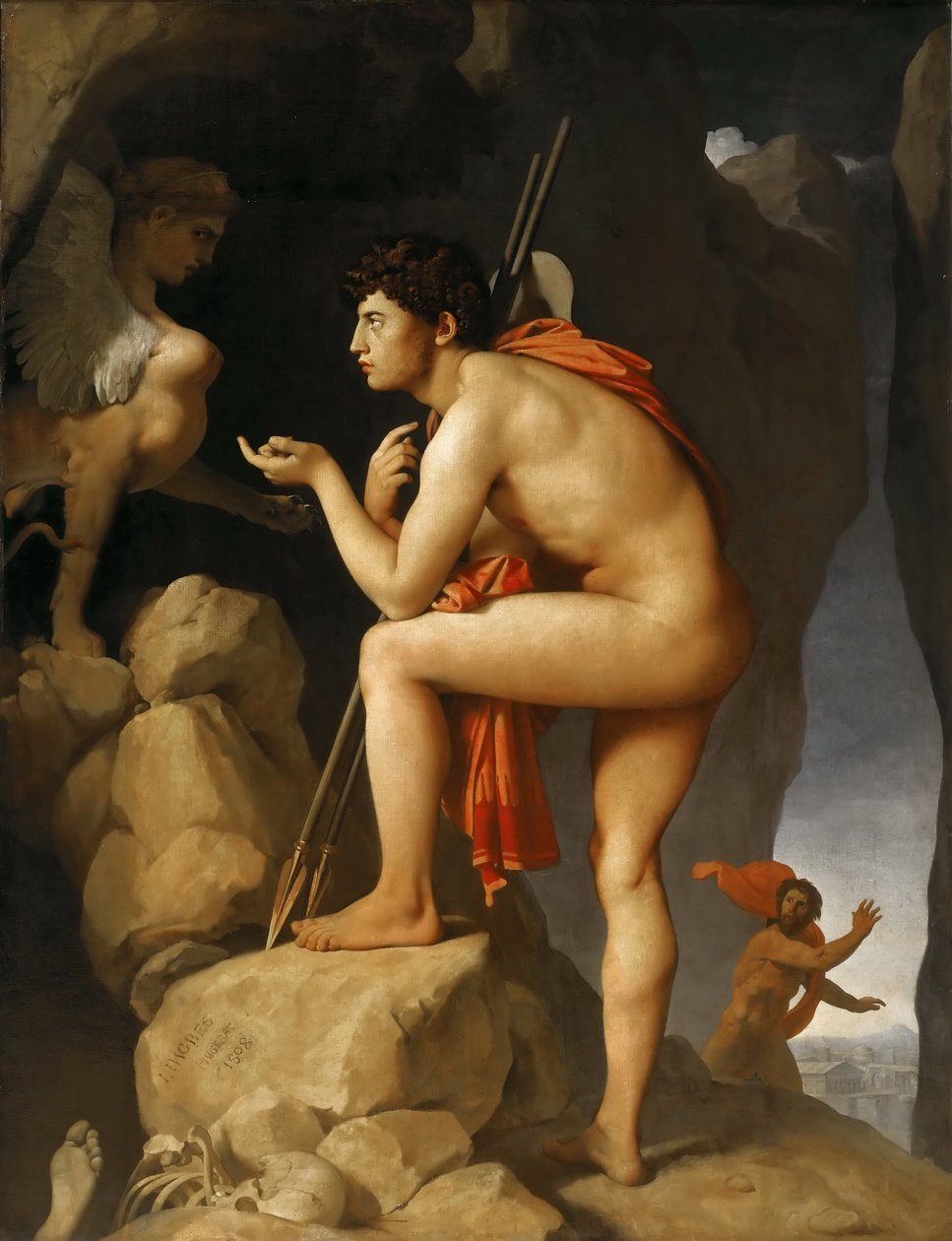 Oedipus en de Sfinx door Jean Auguste Dominique Ingres