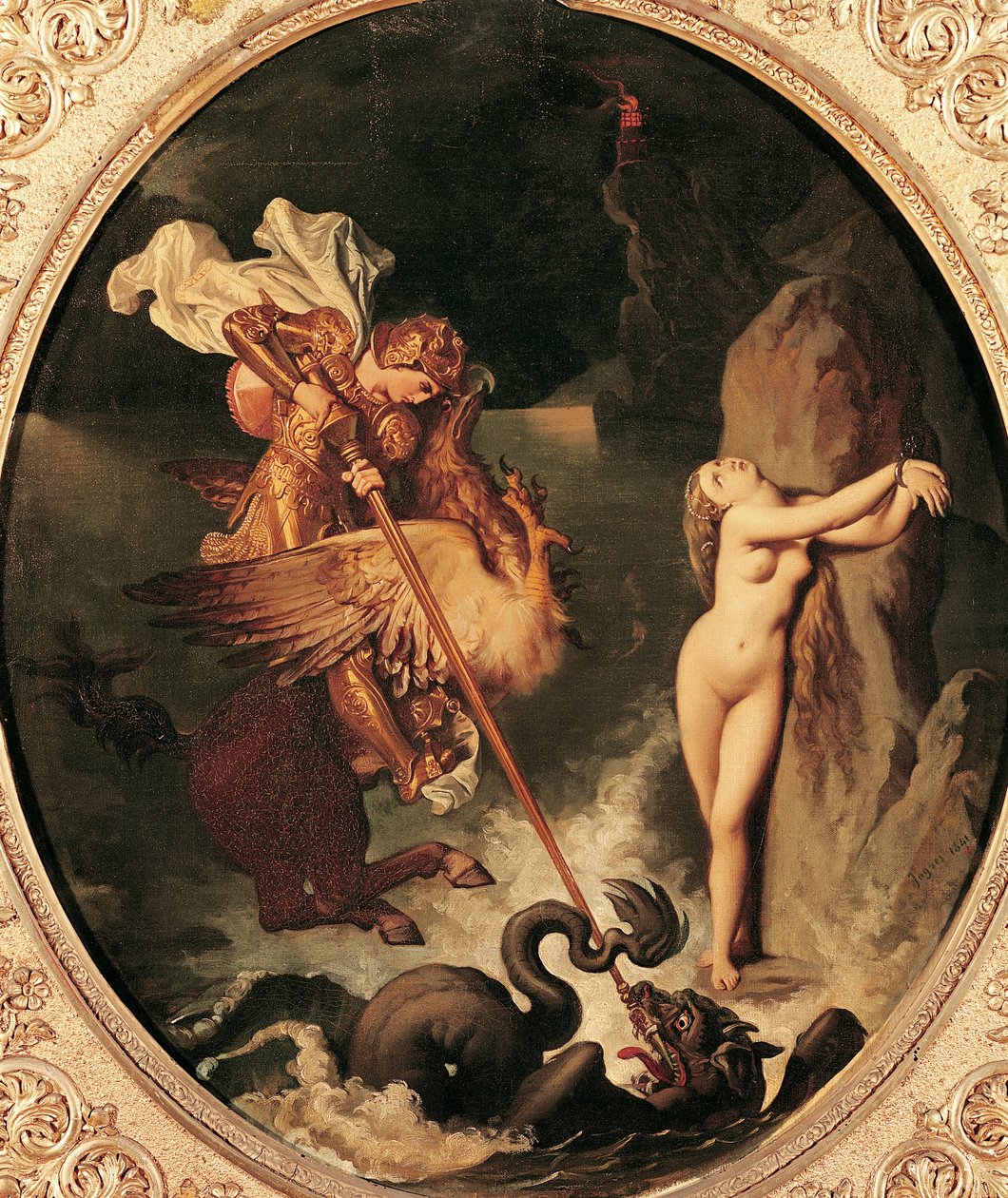 Ruggiero redt Angelica door Jean Auguste Dominique Ingres
