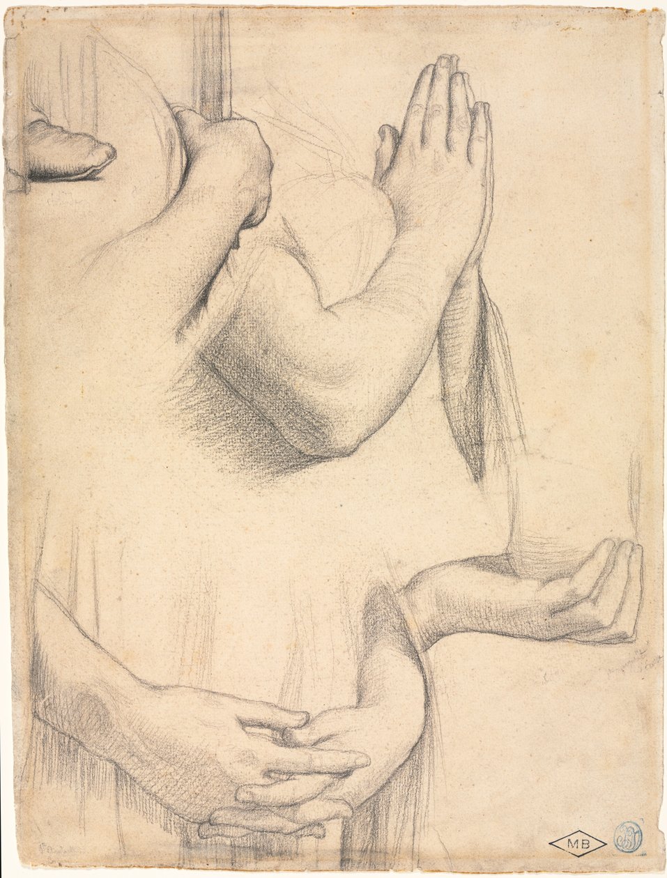 Studie van handen door Jean Auguste Dominique Ingres