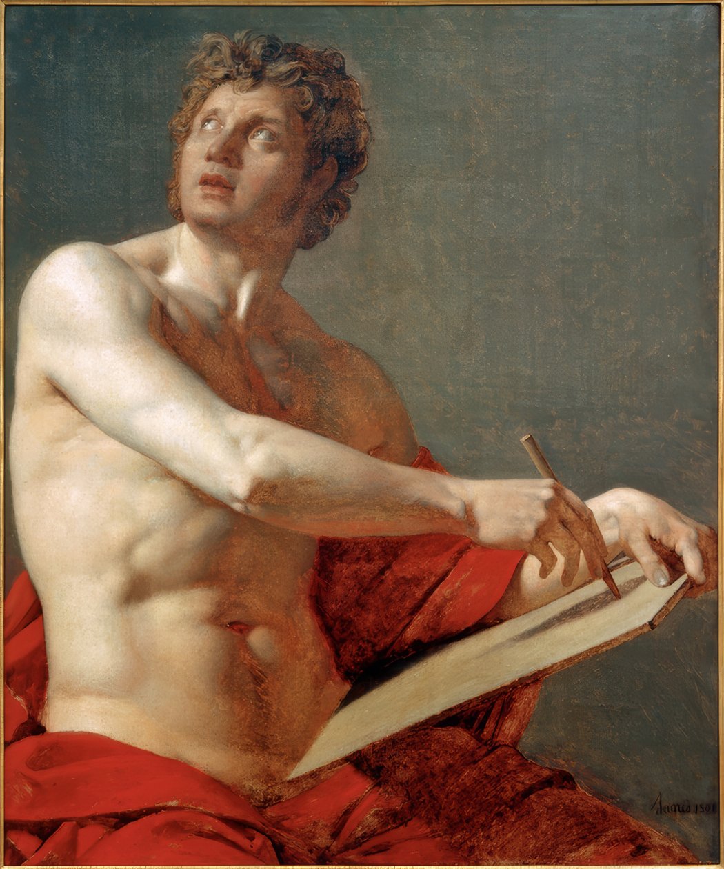 Mannentorso door Jean Auguste Dominique Ingres