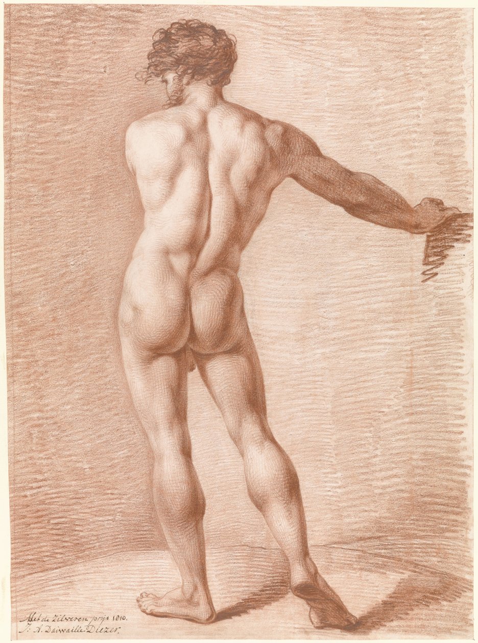 Figuurstudie van staand naakt door Jean Augustin Daiwaille