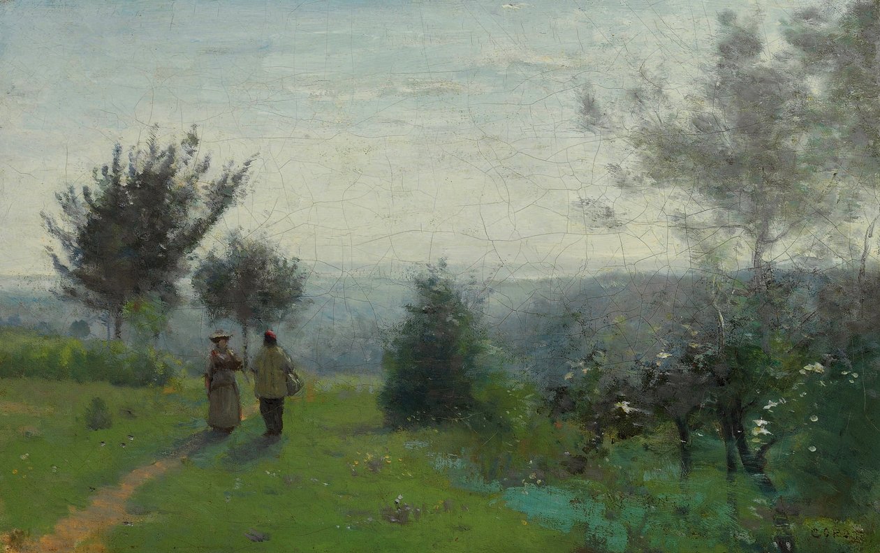 Lente dageraad door Jean Baptiste Camille Corot