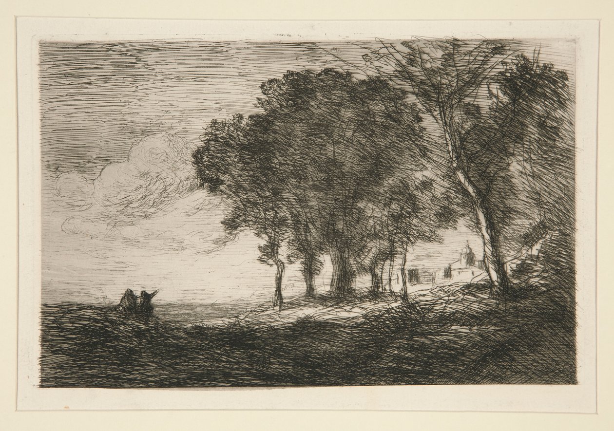 Landschap d door Jean Baptiste Camille Corot
