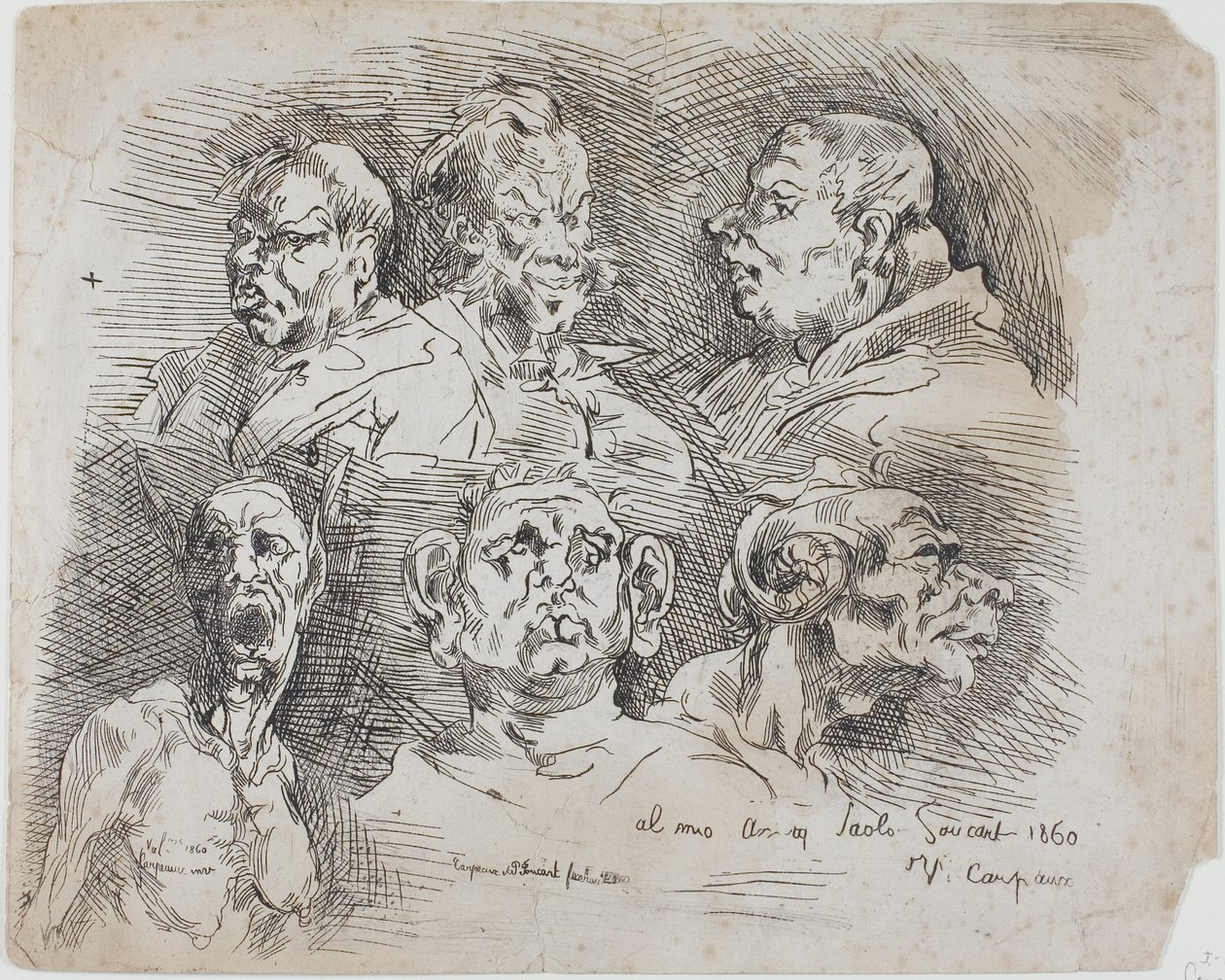 Studies van Hoofden door Jean Baptiste Carpeaux