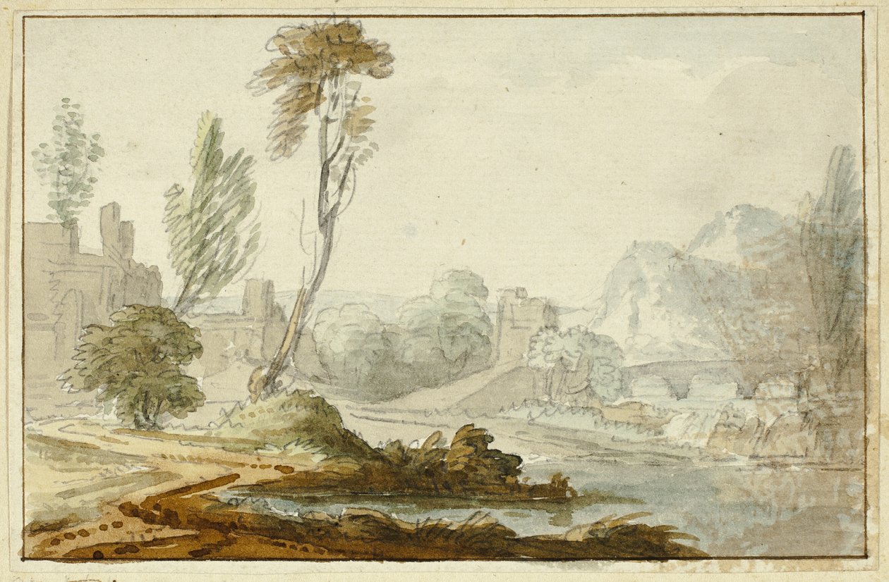 Idyllisch landschap door Jean Baptiste Claude Chatelain