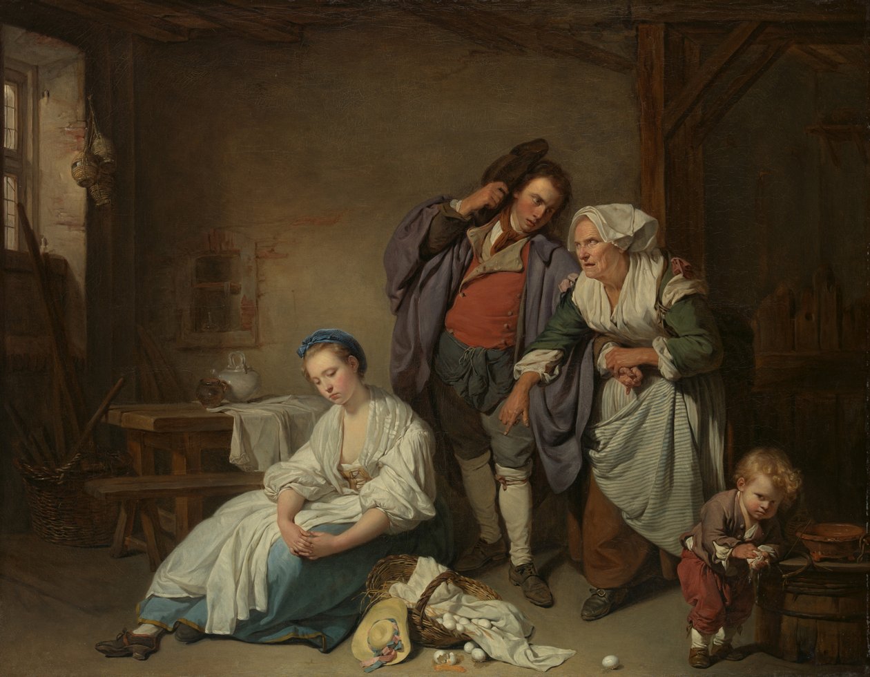 Gebroken eieren, 1756 door Jean Baptiste Greuze