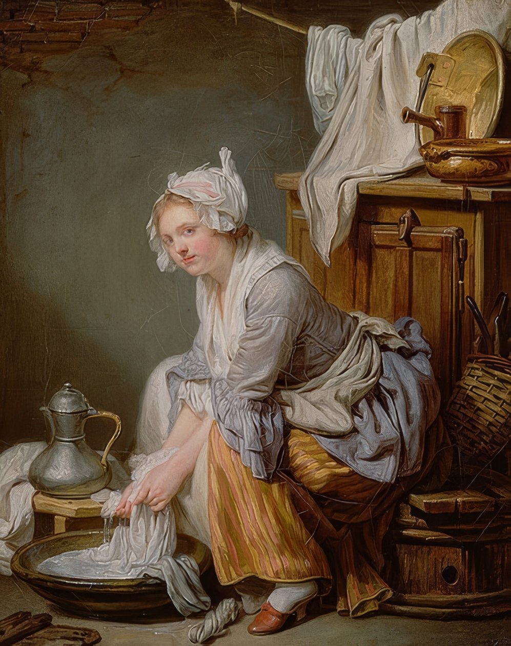 De wasvrouw (La Blanchisseuse) door Jean Baptiste Greuze