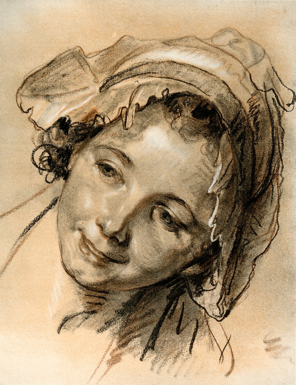 Hoofdstudie van een meisje door Jean Baptiste Greuze