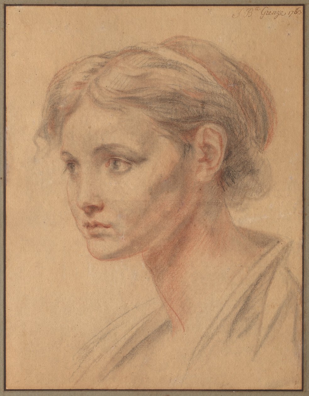 Hoofd van een meisje, 1763 door Jean Baptiste Greuze