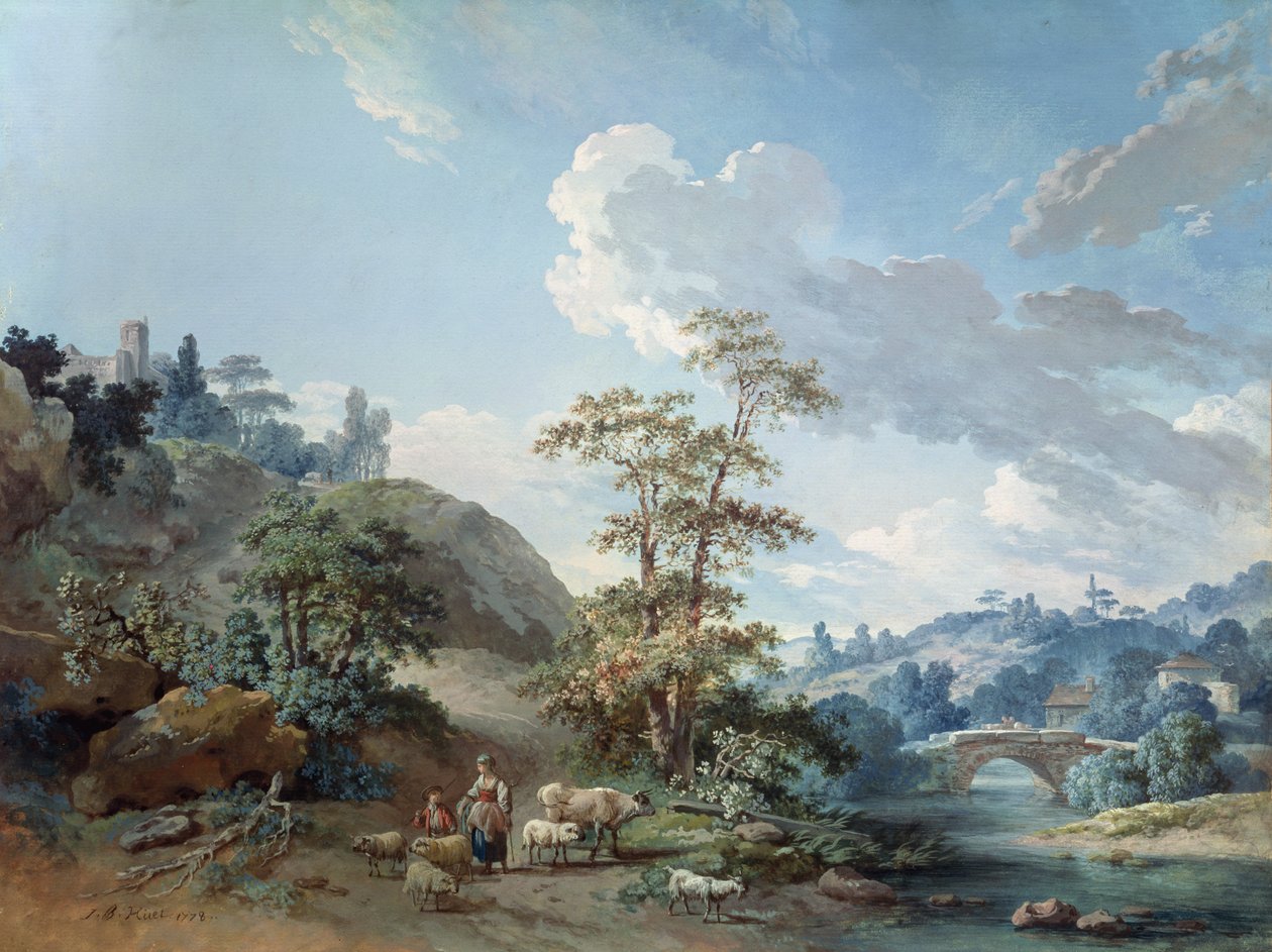 Brug in een vallei, 1778 door Jean Baptiste Huet