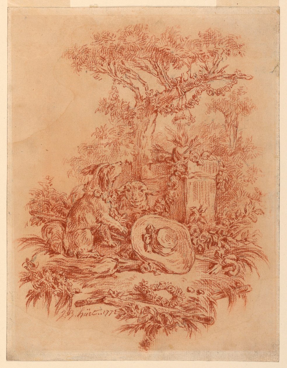 Tekening, Pastorale, 1772 door Jean Baptiste Huet