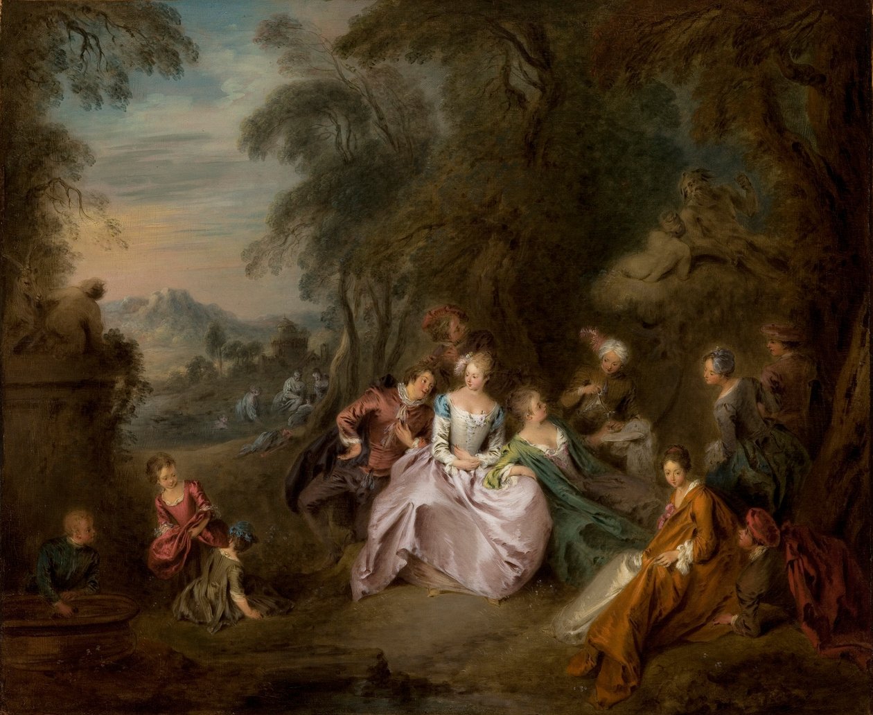 Rust in een park door Jean Baptiste Joseph Pater
