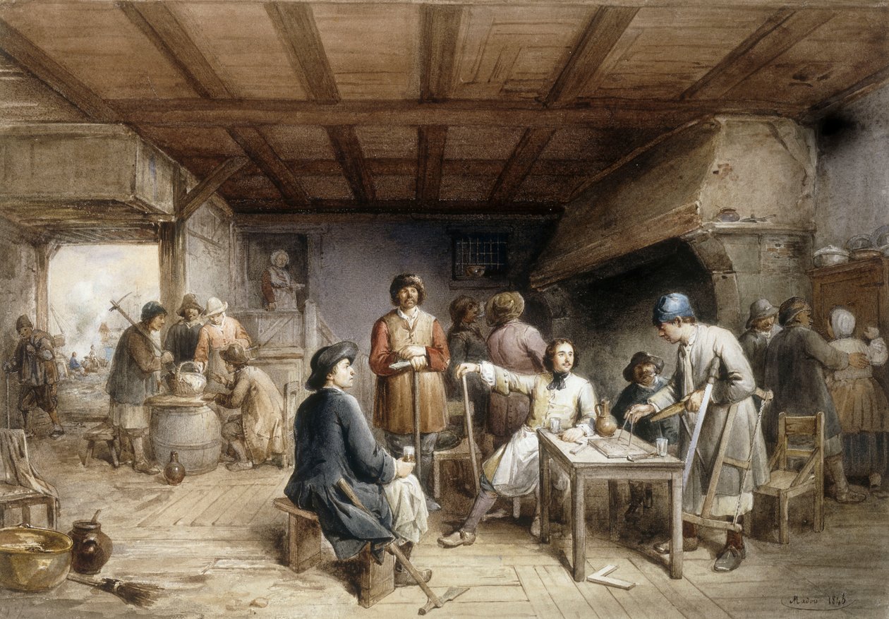 Scheepsbouwers rusten door Jean Baptiste Madou