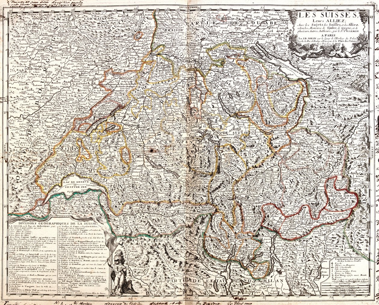 Kaart van Zwitserland door Jean Baptiste Nolin