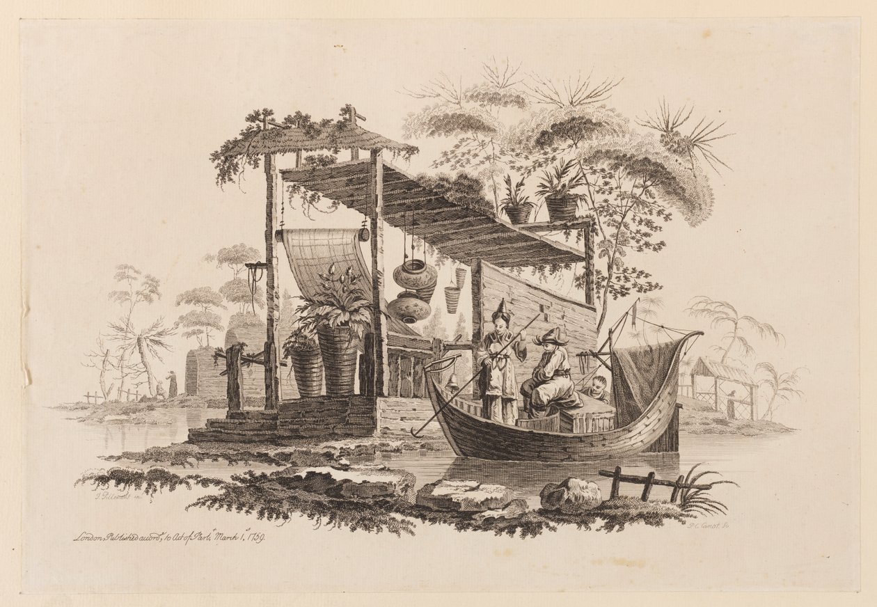 Figuren in een Boot door Jean Baptiste Pillement