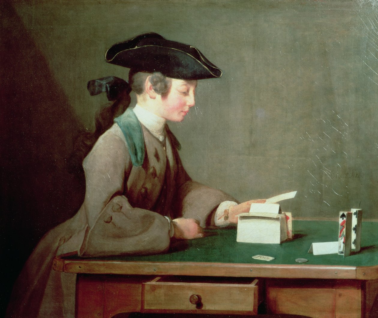 Het kaartenhuis, c.1736-37 door Jean Baptiste Simeon Chardin