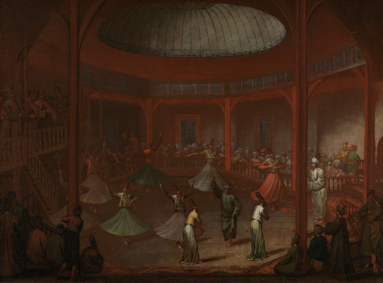 Draaiende derwisjen, c.1730 door Jean Baptiste Vanmour