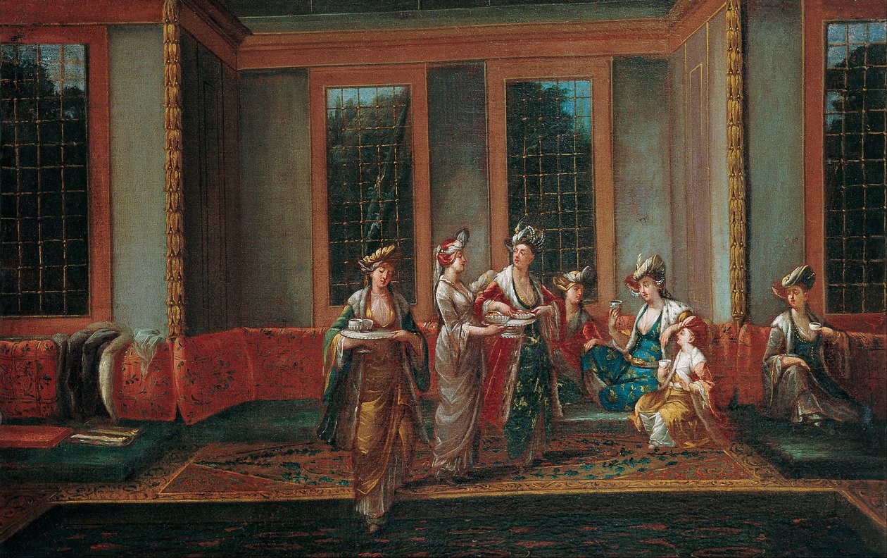 Vrouwen drinken koffie door Jean Baptiste Vanmour