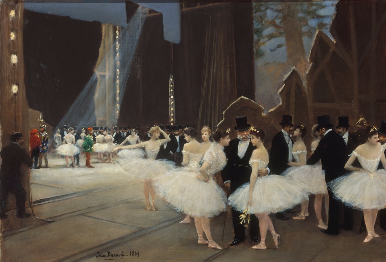 Achter de Vleugels van het Operahuis door Jean Beraud